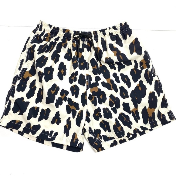 Solid & Striped Leopard Print Swim Board Shorts - Picture 8 of 9